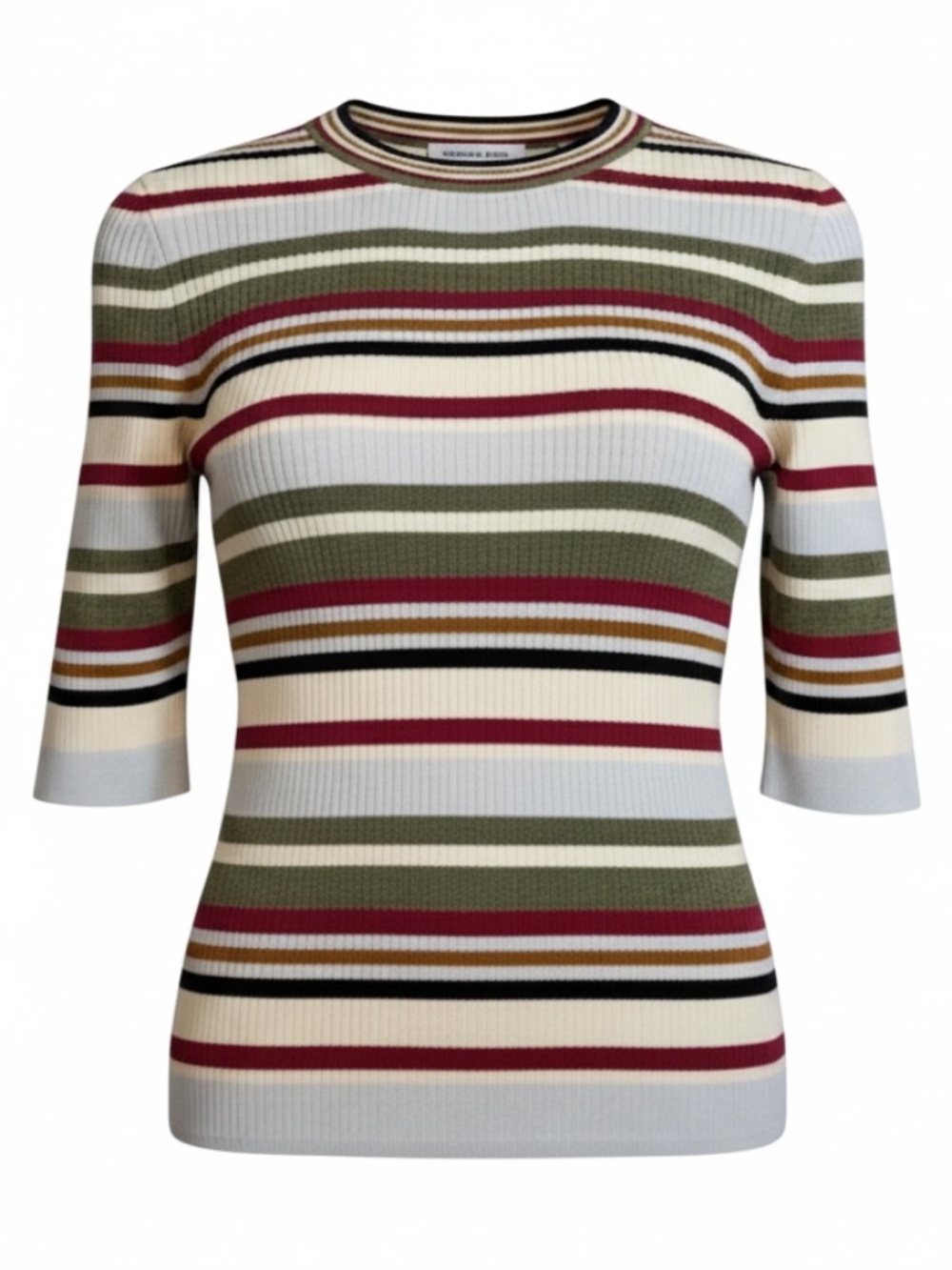 Veronica Beard Kavya Ribbed Knit Top Striped Short Sleeve‎ Sweater Small
